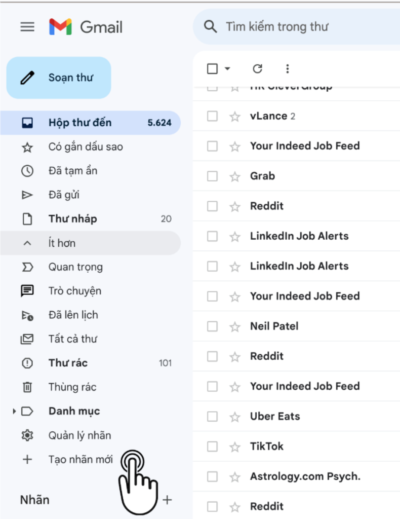 Tạo nhãn Gmail 